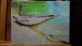 风景油画-泸沽.湖光