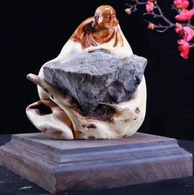 精品崖柏弥勒佛,太行崖柏双色坨坨料,天然夹石,材质干净,油性爆满,推荐收藏长14宽14高17重3斤