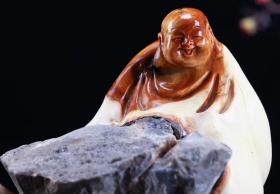 精品崖柏弥勒佛,太行崖柏双色坨坨料,天然夹石,材质干净,油性爆满,推荐收藏长14宽14高17重3斤