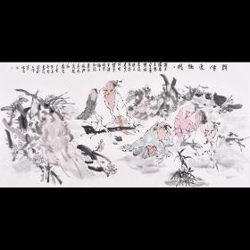 。【带合影】江西省美术家协会会员 万老师《群仙逸趣图》RW0973