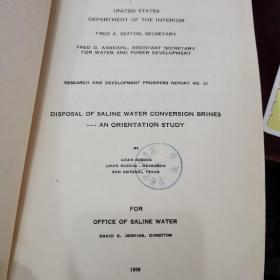 PB报告书（美国政府研究报告）disposal of saline water conversion brines an orientation study（P3426）