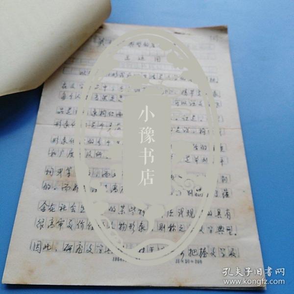 王运用手稿：关于文学典型的若干思考