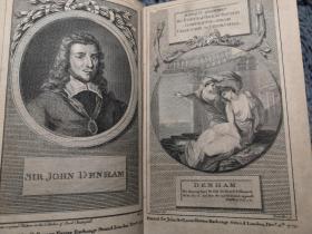 1779年  THE POETICAL WORKS OF SIR JOHN DENHAM  和  THE POETICAL WORKS OF ELIJAH FENTON 合订本  含精美藏书票