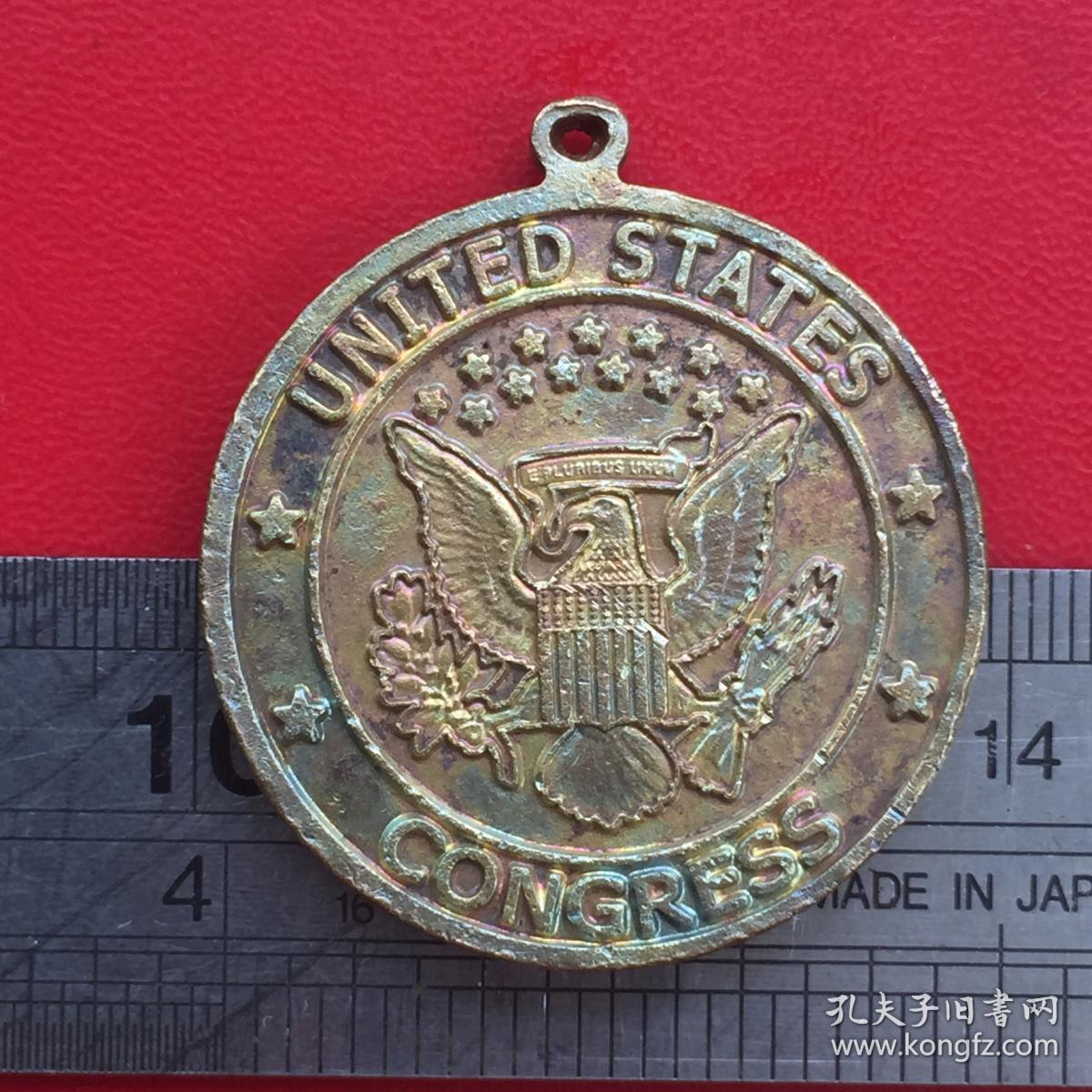 A971旧铜美国国会众议院会员代表勋章铜牌章挂件吊坠旧货珍藏收藏