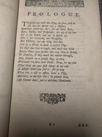 1750年 THE WORKS OF MR. FRANCIS BEAUMONT AND MR. JOHN FLETCHER 弗朗西斯·博蒙特 6 OF 10 内页干净 21X13.5CM