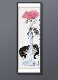 池静山国画，潜力青年画家大写意花鸟画，秋息，保真实价