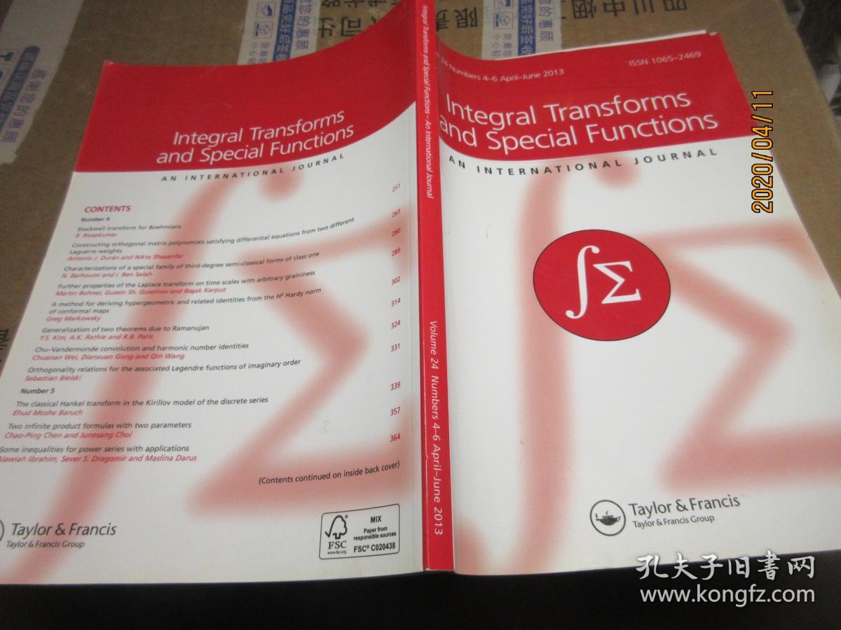 INTEGRAL TRANSFORMS AND SPECIAL FUNCTIONS VOL.24 NO.4-6 2013/4-6 7328