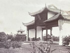 清代北京八国联军士兵与吊脚楼门原版蛋清老照片相片