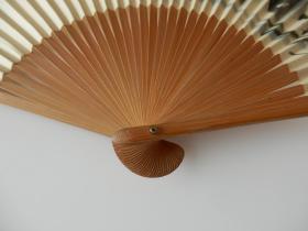 雅致日扇-怀袖雅物A-007：昭和期精工和纸手工玉竹多骨【夏扇】一把！薄纸扇面做工精致！【一面螃蟹水墨画图案，另面空白，空白面书画均可用】，扇轴带孔可自配扇坠！长度22cm！排口宽度1cm!