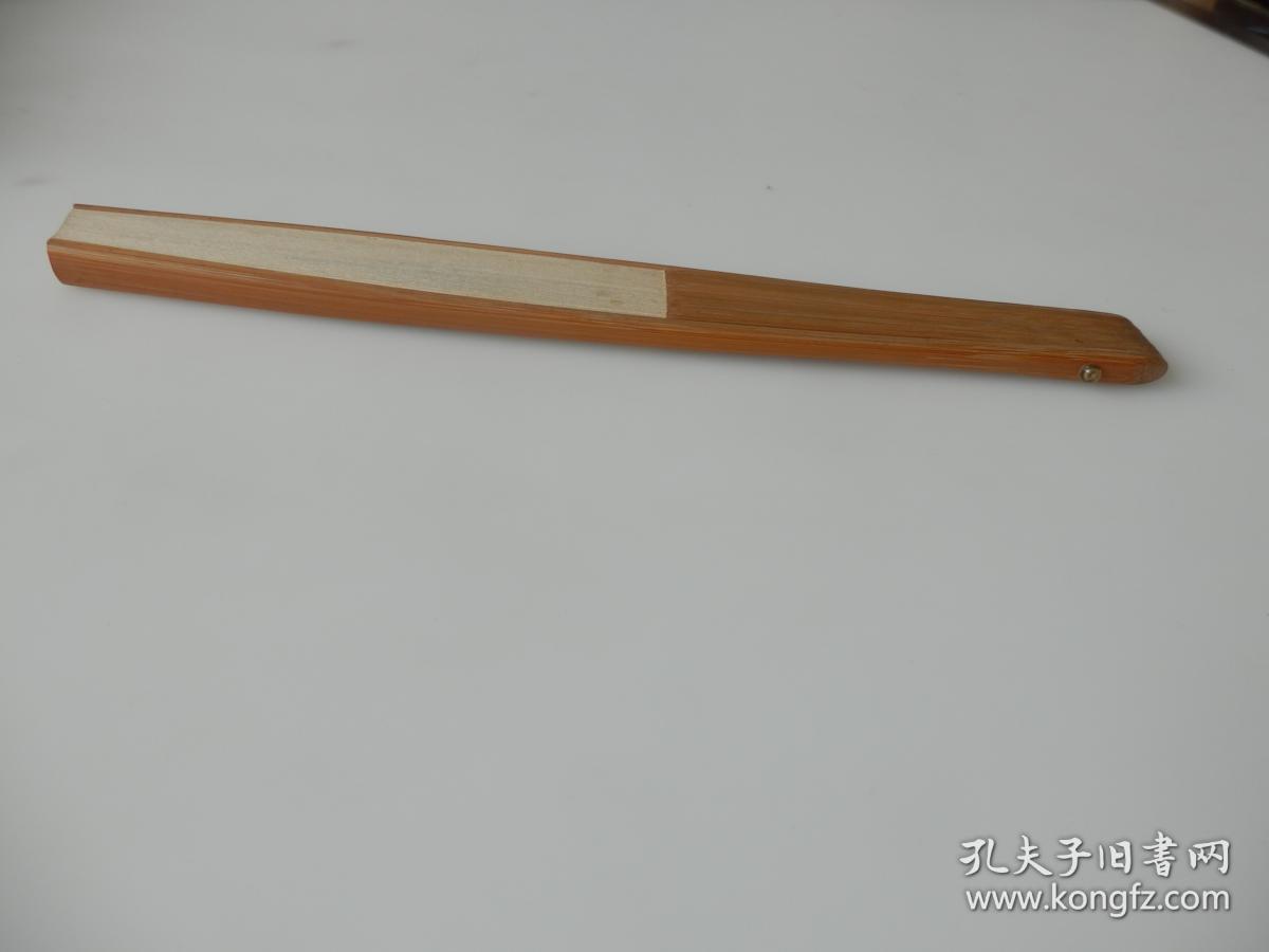 雅致日扇-怀袖雅物A-007：昭和期精工和纸手工玉竹多骨【夏扇】一把！薄纸扇面做工精致！【一面螃蟹水墨画图案，另面空白，空白面书画均可用】，扇轴带孔可自配扇坠！长度22cm！排口宽度1cm!