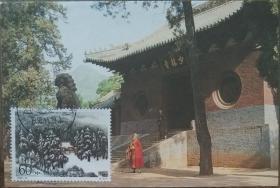 1995-23 五岳 中岳嵩山 少林晴雪 少林寺 极限片 极限明信片 销1995.11.10风景戳