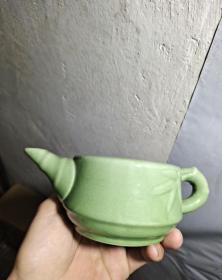 绿釉竹子茶壶
