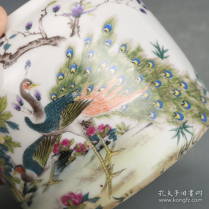 民国瓷器 民国粉彩 文房水盂孔雀