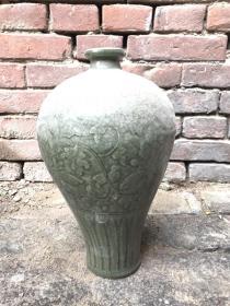 绿釉花瓷瓶