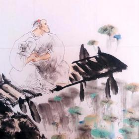王明明人物画《观鱼图》，68×68