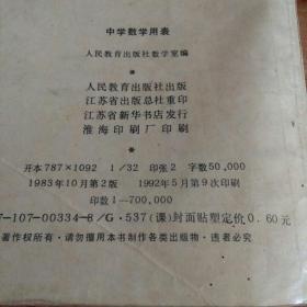 中学数学用表