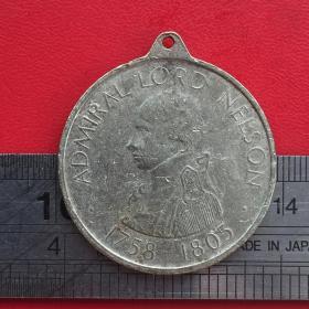 A983旧铜英国皇家海军上将纳尔逊勋爵1758-1805铜牌章挂件珍收藏