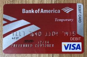 美国银行临时借记卡 Bank of America Temporary Debt Card, Preferred Customer