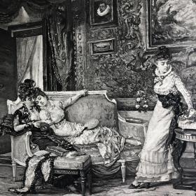 「康复中的贵族少女」文森特·帕玛洛里[绘] 1888年 美国艺术珍品巨幅版画 尺寸41.5*28.5厘米 /ATA225