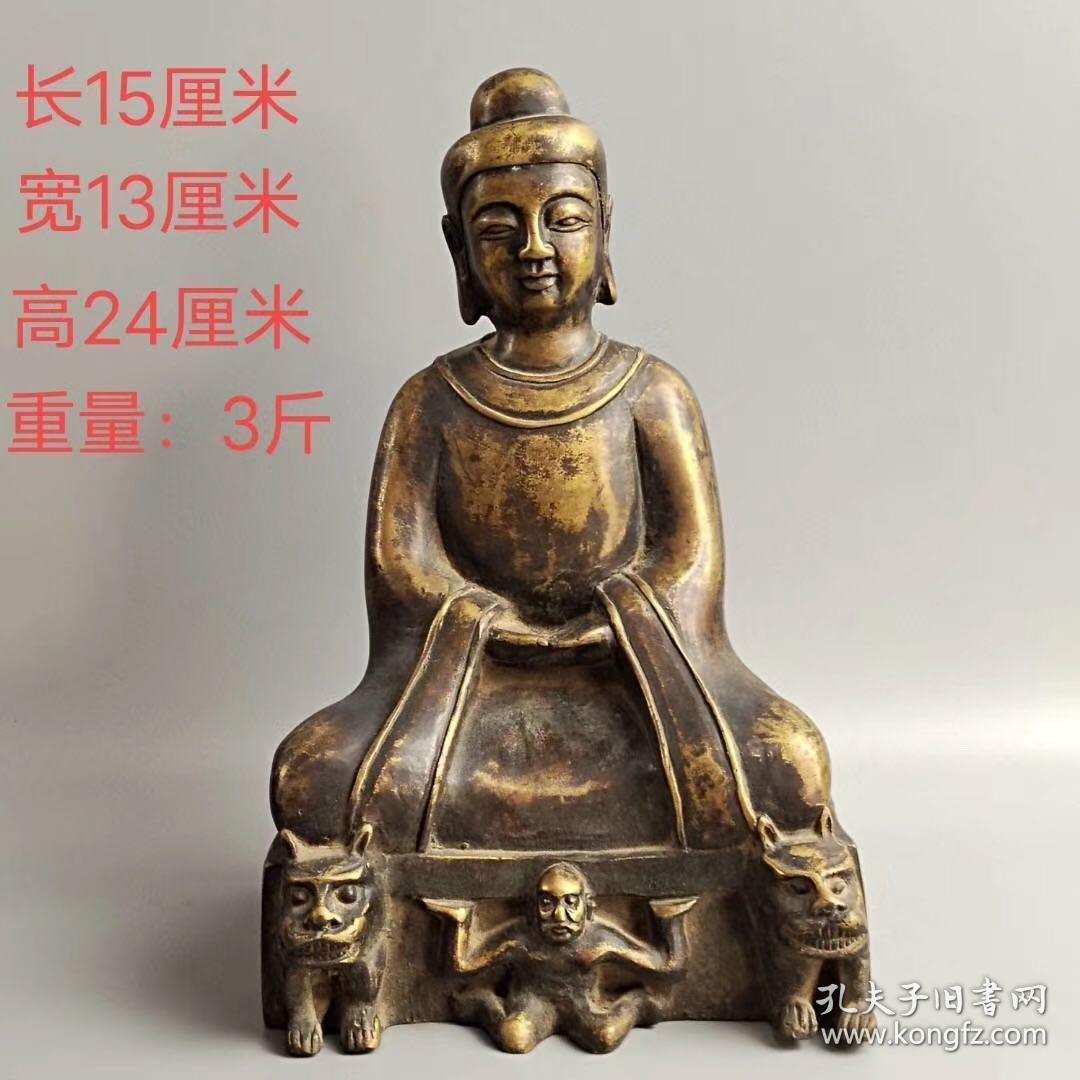 清代纯手工铜佛像一尊，包浆均匀自然，皮壳老辣，保存完整无磕碰，雕工精美，开脸慈祥端庄保存完好，老化明显，尺寸品相如图wby邮费自理