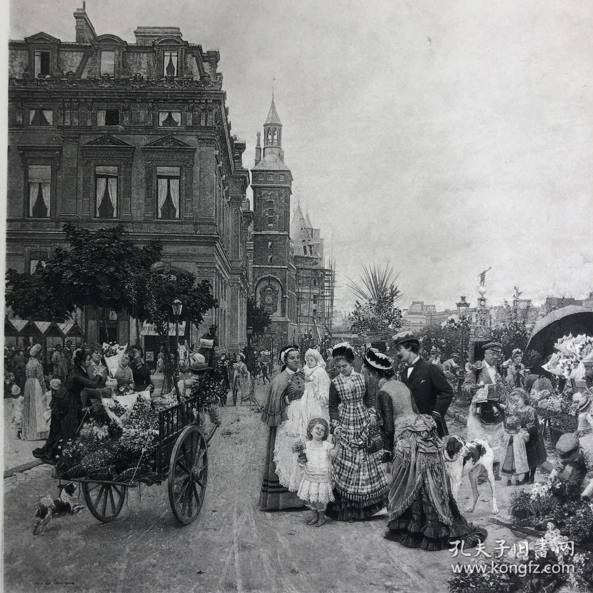 「巴黎花市」菲尔曼·吉拉德[绘] 1888年 美国艺术珍品巨幅版画 尺寸41.5*26.2厘米 / ATA213