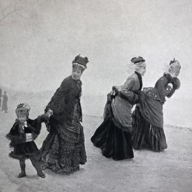 「寒风中的贵妇们」 朱塞佩·德·尼蒂斯[绘] 1888年 美国艺术珍品巨幅版画 尺寸41.5*26.2厘米 / ATA217