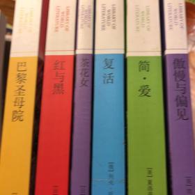 巴黎圣母院、傲慢与偏见、简爱、复活、茶花女、红与黑（世界文学文库6册）