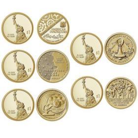 包邮美国1元创新系列纪念币 2018-2019年 自由女神 硬币 全新卷拆品相5枚全套