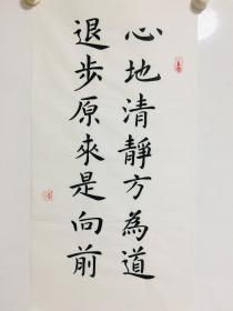 手写书法作品 心地清净方为道 退步原来是向前  34 68cm