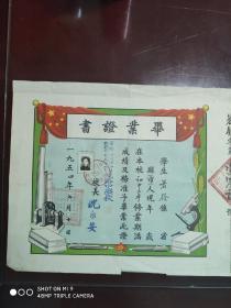 1954年齐齐哈尔密山铁路中学校毕业证书一张(背面学习成绩单)