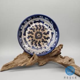 清代青花瓷盘瓷碟矿料手工绘制老瓷保老保真古朴真品收藏