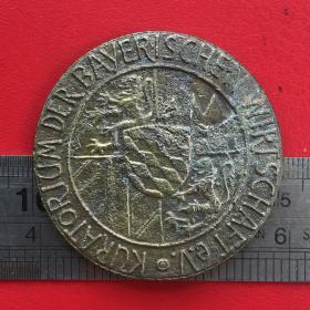 D019旧铜德国巴伐利亚为了兰贾里25年的忠诚合作硬币铜牌章珍收藏