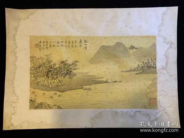 【铁牍精舍】【书画精品】【画5-1】民国绢本绫裱《谿山清远图》镜片，画芯31.5x18.2cm，镜片42.6x29.5cm