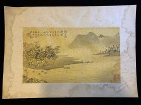 【铁牍精舍】【书画精品】【画5-1】民国绢本绫裱《谿山清远图》镜片，画芯31.5x18.2cm，镜片42.6x29.5cm