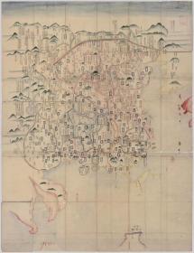 古地图1368-1644 大明地图，明闕名撰，日本鈔本, 内藤文庫。纸本大小54.19*70.58厘米。宣纸原色仿真。复制