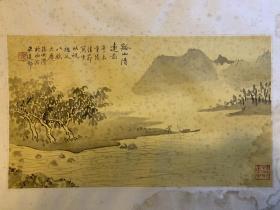 【铁牍精舍】【书画精品】【画5-1】民国绢本绫裱《谿山清远图》镜片，画芯31.5x18.2cm，镜片42.6x29.5cm