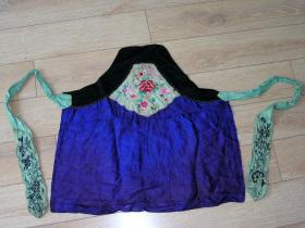 刺绣收藏150207-边疆早期老手工制花开富贵长腰带老式围裙围腰