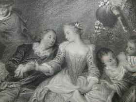 【百元包邮】《田园盛会》(A FETE CHAMPETRE)1856年 钢版画 源自《艺术日志》 纸张尺寸约32×22厘米(编号AJ0150)