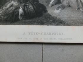 【百元包邮】《田园盛会》(A FETE CHAMPETRE)1856年 钢版画 源自《艺术日志》 纸张尺寸约32×22厘米(编号AJ0150)