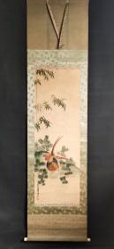 D117：回流手绘漆画锦鸡图(日本回流书画.回流老画.老字画)