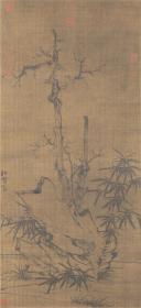 宋 马远 枯木竹石图 80.2x36.6cm 绢本 1:1名画复制