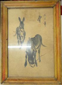 1973年黄胃双驴作品（双驴：尺寸：42*31cm）