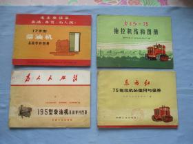 175型柴油机易损零件图册、东方红-75拖拉机结构图册、东方红75拖拉机的使用与保养、195型柴油机易损零件图册【三本合售；85品；见图】