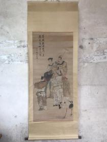 冷枚手工绘画人物四尺中堂立轴画