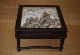 花梨木镶嵌奇石小桌子，24×24×14.5厘米，550元
