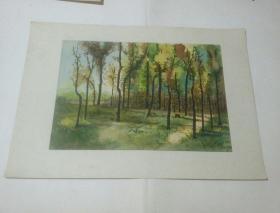五六十年代老水彩画：画芯27.8×19.2厘米（非印刷品）