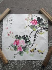 王小贵  花鸟斗方