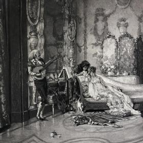 「晨醒服务」帕马罗利[绘] 1888年 美国艺术珍品巨幅版画 尺寸41.5*28厘米 /ATA236