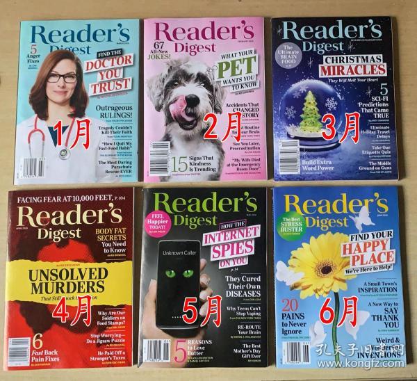 美国版 READER'S DIGEST 读者文摘2020年1-6月 6本打包英文生活类杂志