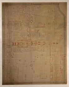 0004古地图1717年北京地图 法国藏。纸本大小94.64*119.27厘米。宣纸原色仿真。